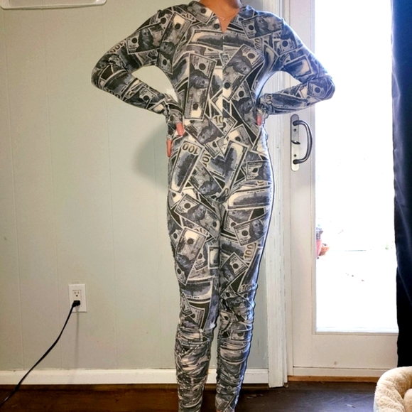 NWT Dolls Kill $100 Bill's Yall ! Sexy Make It Rain Jumpsuit . - Picture 2 of 9